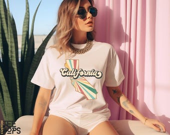 Retro California Sunset Tee: Trendy West Coast Cali Girl Shirt
