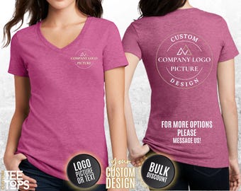 Front and Back Personalized T-Shirt: Custom Design Shirt, Bulk Orders, Your Own Text, Message, Slogan, Company Logo, Picture, School Tees