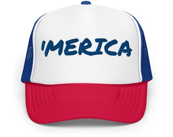Merica-Trucker-Hut, lustiger Amerika-Hut, rote, weiße und blaue Sterne und Streifen, Amerika-Hut, patriotischer Hut, Hut für den 4. Juli, Konzerthut