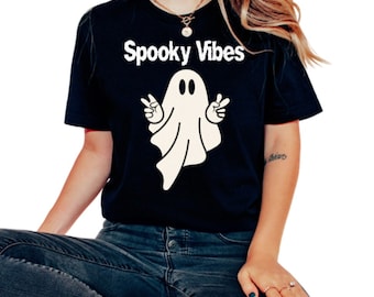 Spöklika vibbar-tröja Halloween-tröja Söt mamma Halloween-tröja Rolig Halloween-butik Spök-tröja Halloween-säsong-tröja Spöksäsong-tröja