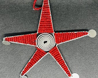 African Christmas Decoration beaded Star Hanger / Ornament  handcrafted by Maasai women in Tanzania