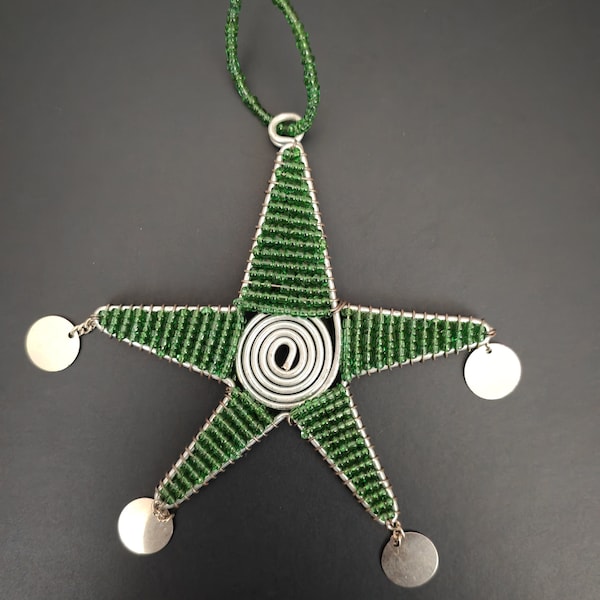 African Christmas Decoration beaded Star Hanger / Ornament  handcrafted by Maasai women in Tanzania