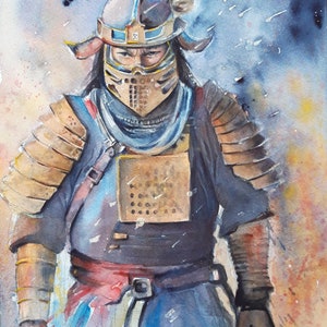 Warrior Watercolor Painting | Mongolian Warrior Art | Original Handmade Illustration | Wall Decor | Etsy Exclusive|Asia Art|For him