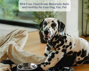 3-in-1 Stainless Steel Dog Bowl Set with Silicone Mat and Slow Feeder, Single Bowl Dog, Dog Bowls, Bowls, Accessories Pet