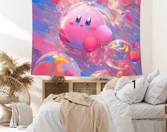 KIRBY tapestry, Funny Meme Tapestry, Pink Girly Room Decorations, Sorority Decor, Kirby Stickers