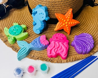 Under the Sea Paint Kit for Kids – Ocean-Themed Plaster Painting, DIY Sea Animal Craft Kit, Creative Art Activity, Birthday Party Favor