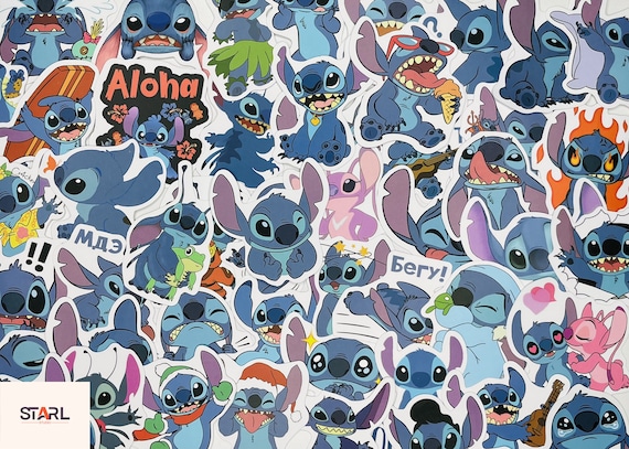 50pcs Per Pack Cute Cartoon Stitch Stickers Waterproof Skateboard