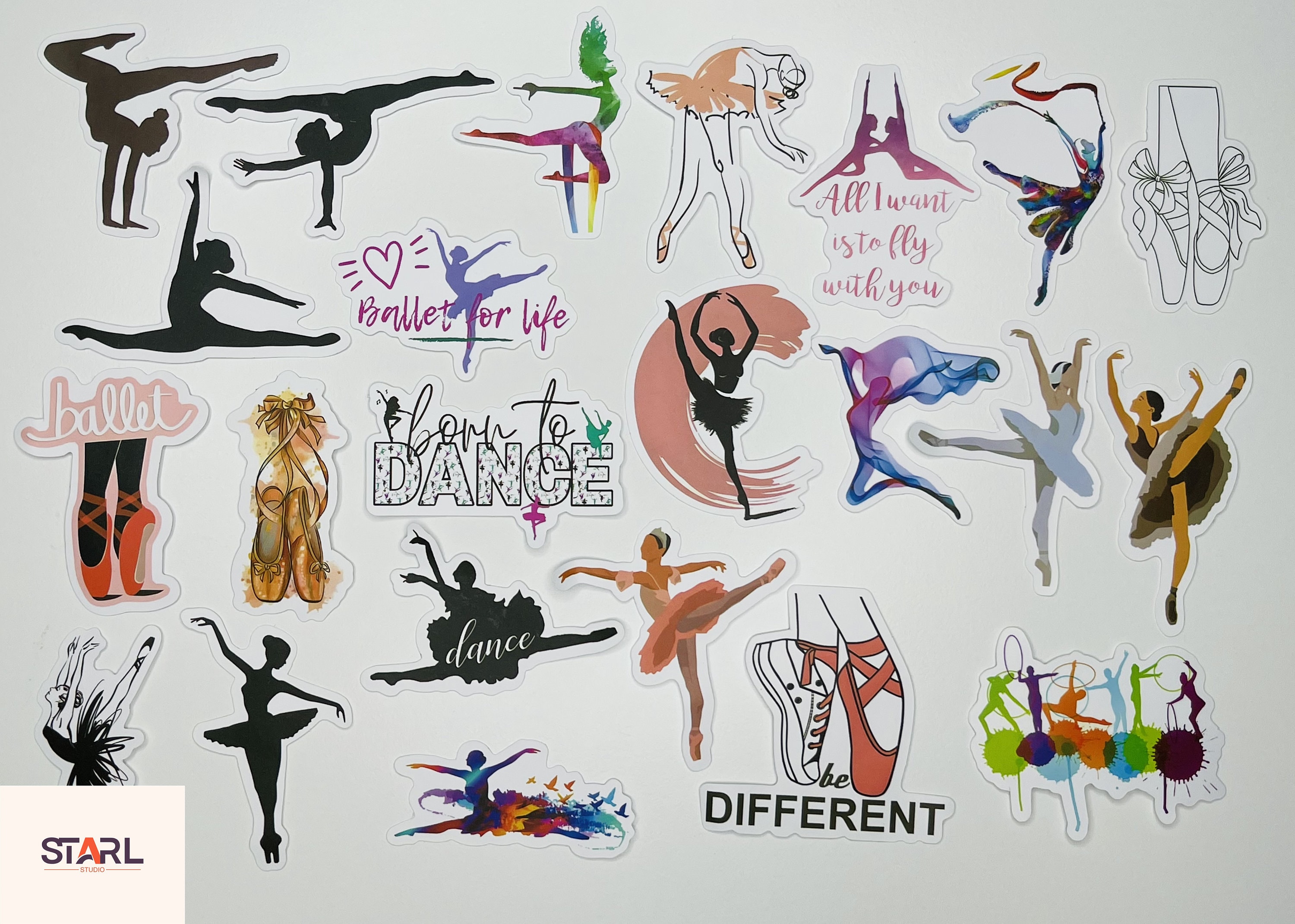 Ballet Dancer Stickers Pack, Watercolor Dance Silhouettes & Ballet ...