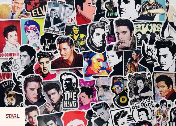 Elvis Stickers, The King Retro Music Stickers Pack, Vintage Rock Star Vinyl Decals, 50s Musician Art Stickers for Laptop, Guitar, Scrapbook
