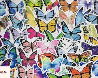 Butterfly Stickers Pack, Aesthetic Colorful Insect Decals, Waterproof Vinyl for Laptop Notebook Planner Scrapbook, Kids Goodie Bag Gift Set
