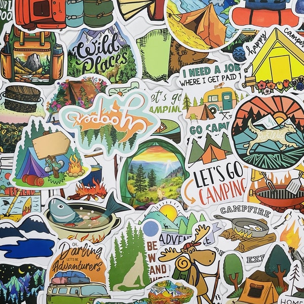 Camping stickers, Hiking and Outdoors Stickers, Vinyl Stickers, 10-50 Pcs Random pack, FREE Shipping laptop stickers, waterproof
