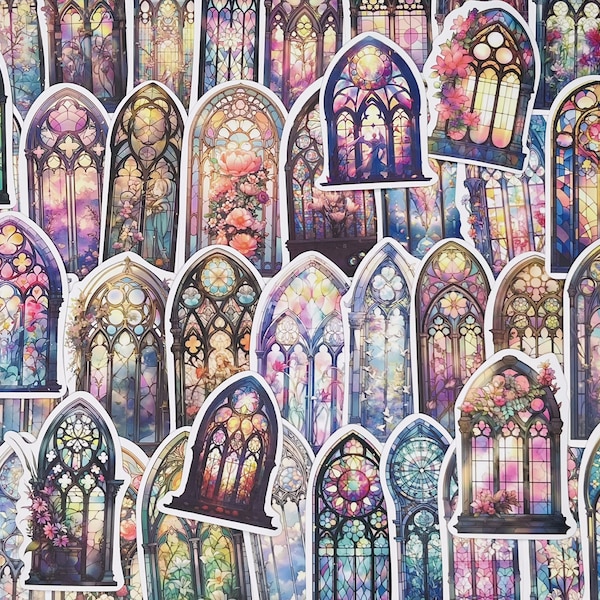 Gothic windows Stickers, Stained glass Stickers, Vinyl Stickers, 10-50 Pcs Random pack, FREE Shipping, laptop, Anime Sticker, waterproof