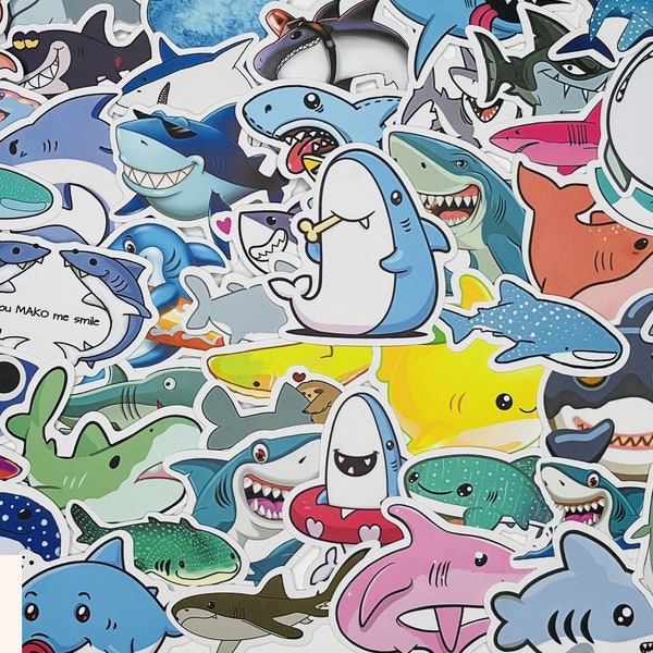 Shark Stickers Pack, Vinyl Stickers, 10-50 Pcs Random pack, FREE Shipping laptop stickers, Anime Sticker, waterproof, Hydro flask