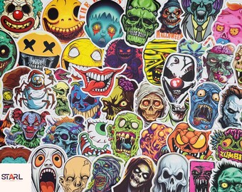 Spooky Horror Emoji Stickers: Creepy Faces, Waterproof Vinyl Decals