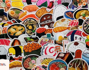 Japanese Food Stickers: Sushi, Ramen, Asian Cuisine, Waterproof Vinyl (10-50 Pcs)