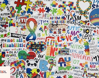 Autism Awareness Stickers Pack, Colorful Puzzle Piece Designs, Support Inclusion & Kindness, Kids Goodie Bag Gift, Teacher Classroom Reward