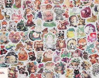 Cute Animal Forest Stickers Pack, Adorable Woodland Creatures Vinyl Stickers for Kids Goodie Bags, Laptop, Scrapbook, Water Bottle Decor