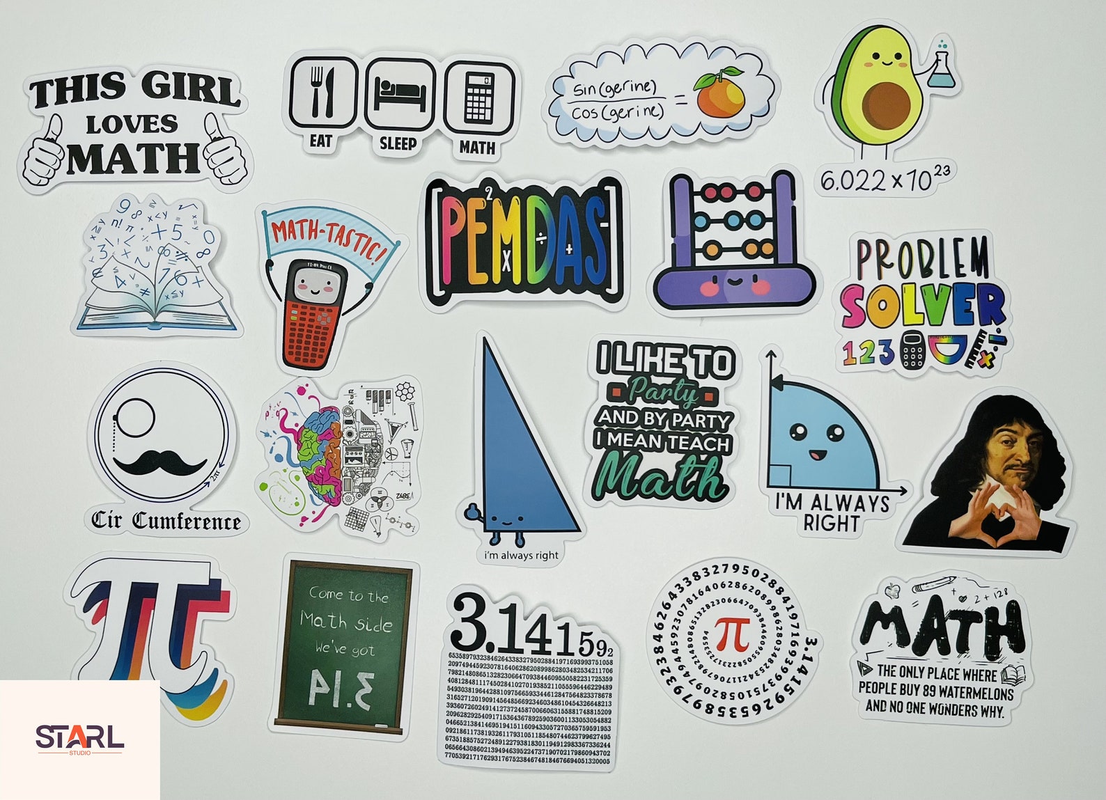 Math Waterproof Math Stickers: Waterproof Vinyl Decals for Laptop, Water Bottle (10-50 ...