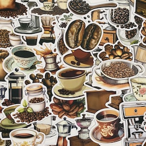 Coffee Beans Stickers, Coffee Stickers, Coffee Lover, Vinyl Stickers, 10-50 Pcs Random pack, laptop stickers, Anime Sticker, waterproof