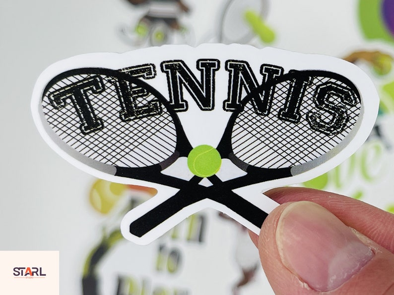 Lettering On Racket Word Tennis Stickers: Waterproof Vinyl Decals for Laptops, Hydro Flasks (10 ...