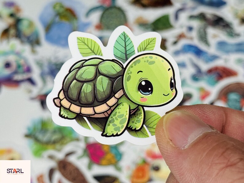 Cute Turtle Sticker Pack – Colorful Ocean & Sea Turtle Vinyl Stickers ...