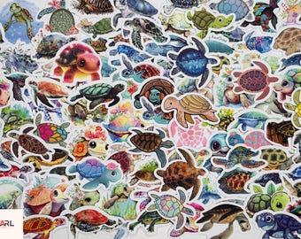 Cute Turtle Sticker Pack – Colorful Ocean & Sea Turtle Vinyl Stickers for Laptop, Water Bottle, Scrapbooking - Journaling