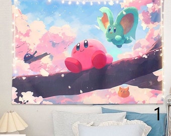 KIRBY tapestry, Funny Meme Tapestry, Pink Girly Room Decorations, Sorority Decor, Kirby Stickers
