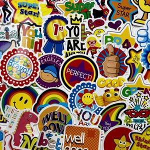 Reward Stickers, Vinyl Stickers, 10-50 Pcs Random pack, FREE Shipping laptop stickers, Anime Sticker, Great Wow Well Done, Nice, Work Fun