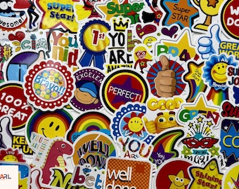 Reward Stickers: Waterproof Vinyl Decals for Laptops (10-50 Pcs)