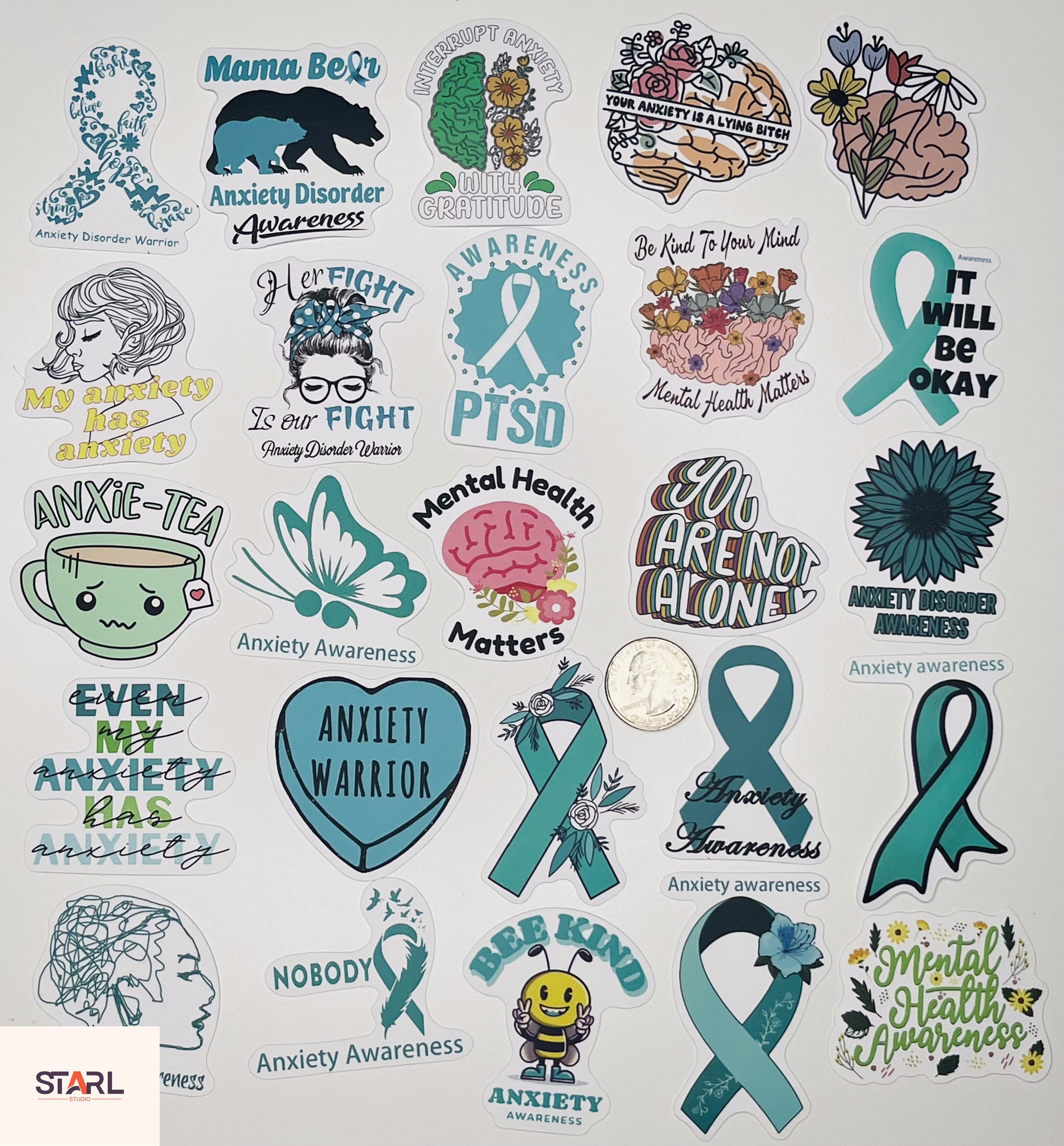 Mental Health Awareness Stickers Pack, Anxiety Support Vinyl Decals ...