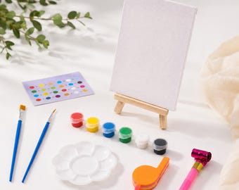 Rainbow Art Party Favor Bag | Kids Painting Activity | Mini Canvas Craft Kit for Birthday Parties and Classroom,DIY Mini Canvas Painting Kit