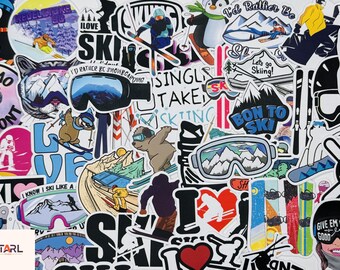 Skiing Snowboarding Stickers: Waterproof Laptop Decals, Random Pack