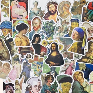 Famous Painting Vinyl Stickers, Renaissance Artist, Monet, Van Gogh, Bullet Journal, kawaii sticker, laptop stickers, Kids Stickers