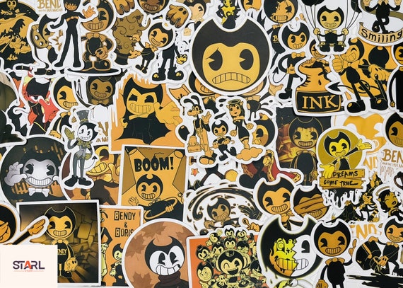 Bendy Stickers, Creepy Cartoon Stickers Pack, Waterproof Stickers for Laptop Notebook, Gamer Gift Set