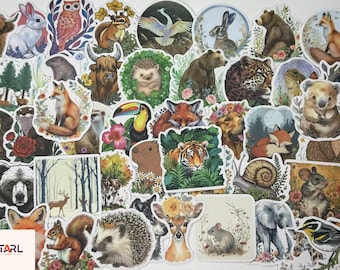 Woodland Animal Stickers Pack Cute Forest Creatures & Wildlife Art, Waterproof Vinyl for Laptop Notebook Planner, Kids Gift Goodie Bag Decor