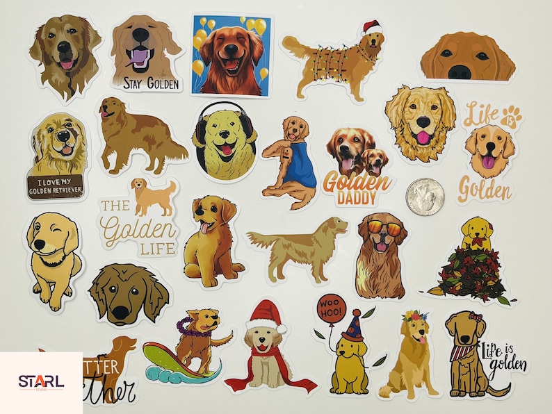 Golden Bc Sticker Golden Retriever Dog Stickers: Waterproof Laptop Stickers for Kids ...