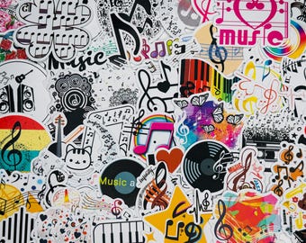 Music Note Stickers: Waterproof Vinyl Decals for Laptop, Hydro Flask (10-50 Pcs)