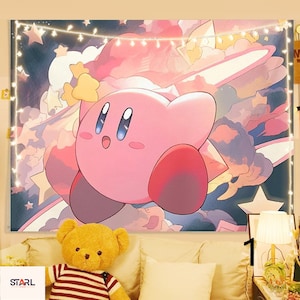 KIRBY tapestry, Funny Meme Tapestry, Pink Girly Room Decorations, Sorority Decor, Kirby Stickers