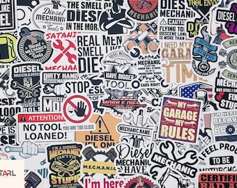 Diesel Mechanic Stickers Pack | Funny Garage Vinyl Stickers for Toolbox, Car, Truck, Laptop | Mechanic Humor & Diesel Pride Gifts