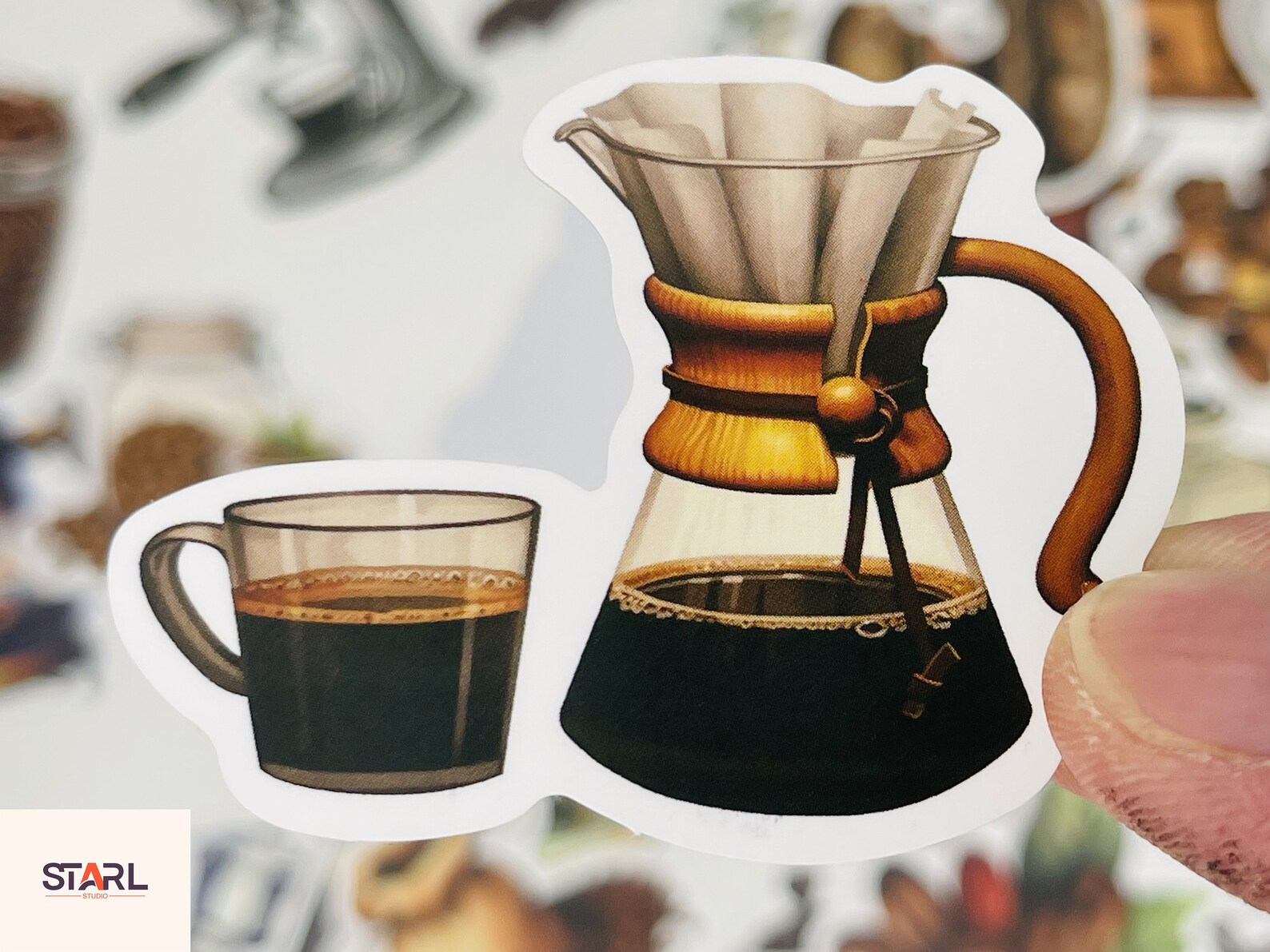 Vintage Coffee Stickers Pack, Retro Espresso & Coffee Bean Art ...