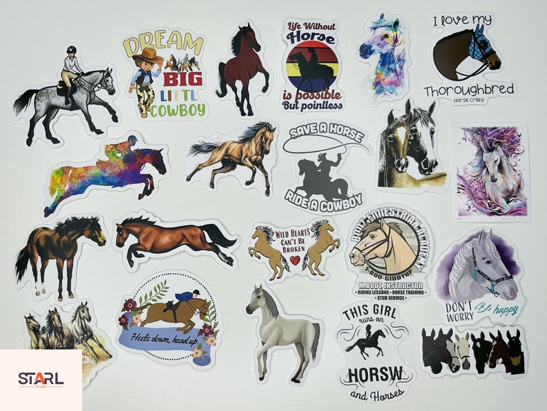 Horse Stickers: Waterproof Vinyl Decals, Laptop Hydroflask Stickers (10 ...