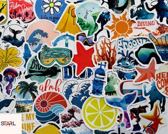 Waterproof Scuba Diving Stickers: Summer Ocean Theme, Laptop Decals (10-50 Pcs)