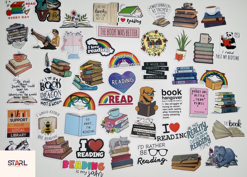 Reading Sticker Pinterest Reading Book Stickers: Waterproof Inspirational Stickers for Laptops - Etsy