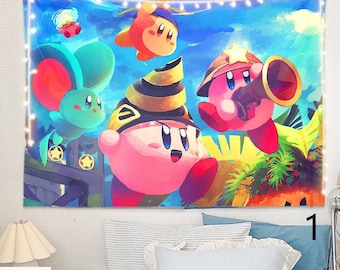 KIRBY tapestry, Funny Meme Tapestry, Pink Girly Room Decorations, Sorority Decor, Kirby Stickers