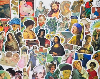 Famous Art Stickers Pack, Classic Painting Vinyl Stickers, Aesthetic Masterpiece Decals for Laptop, Journal, Water Bottle, Gift