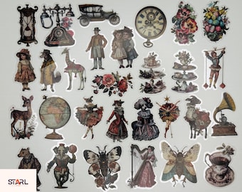 Vintage Victorian Aesthetic Stickers – Antique Ephemera Decals for Journals, Scrapbooks, Laptops & Crafts