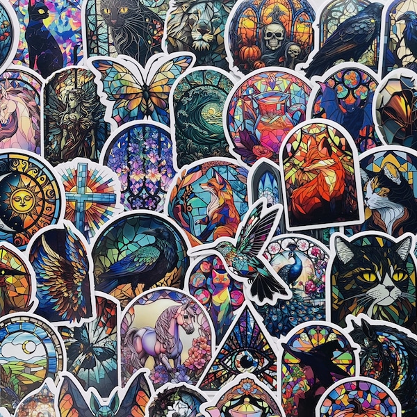 Stained Glass Aesthetic Stickers, Vinyl Stickers, 10-50 Pcs Random pack, FREE Shipping laptop stickers, Anime, waterproof, Water bottles