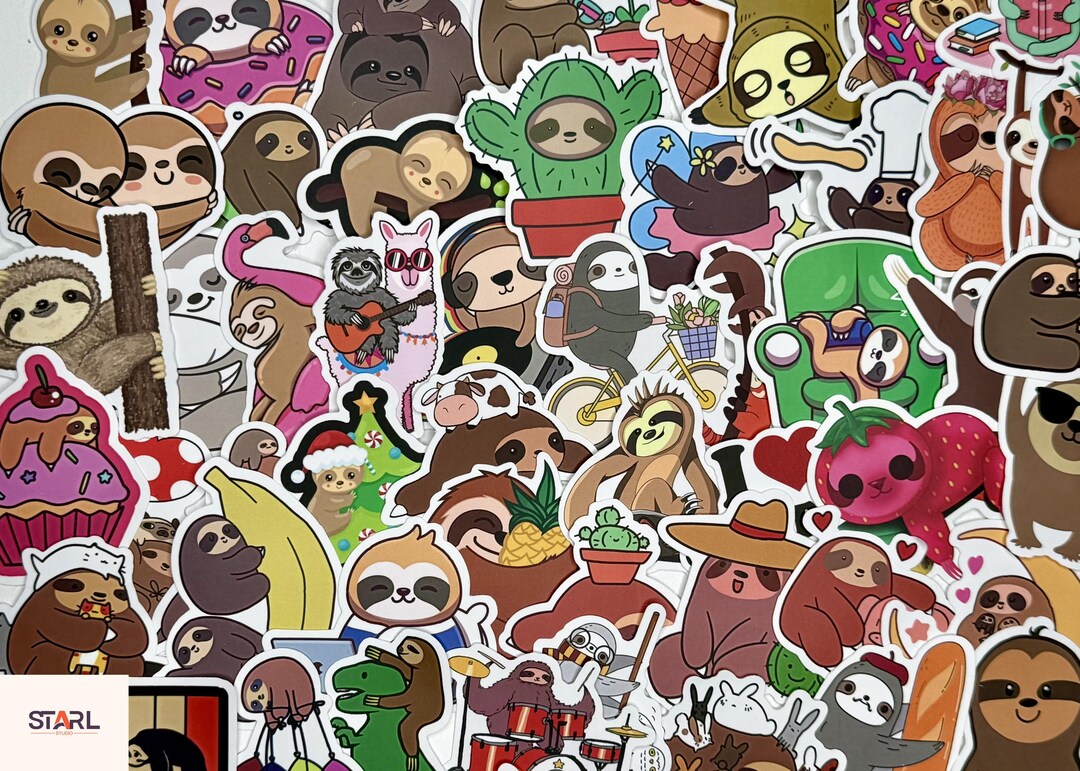Sloth Stickers: Waterproof Vinyl Decals for Laptop, Hydro Flask ...
