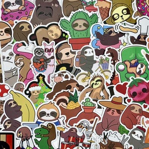 Sloth Stickers: Waterproof Vinyl Decals for Laptop, Hydro Flask, Planner