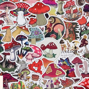 Mushroom Stickers: Waterproof Vinyl Decals for Laptop, Hydro Flask (10-50 Pcs)
